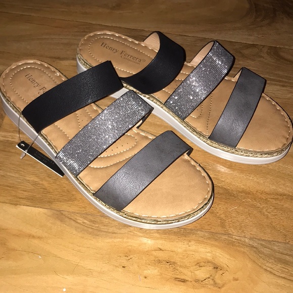 NWT Henry Ferrera Sandals Faux Leather Upper - Picture 2 of 8